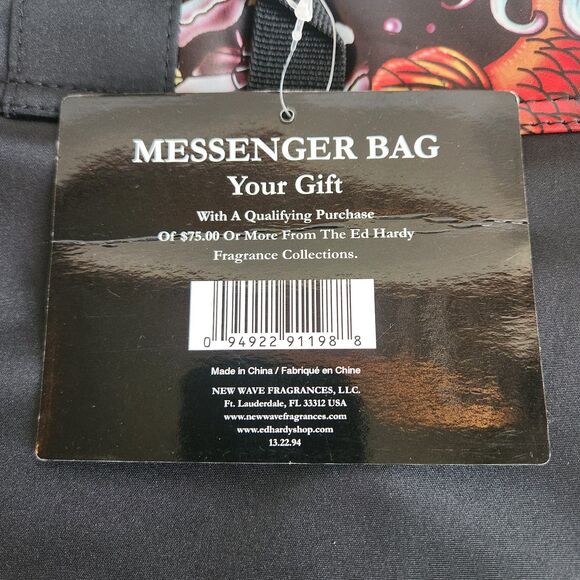 NEW Y2K Ed Hardy Christian Audigier Messenger Crossbody Bag Black Skulls VINTAGE - Picture 8 of 16